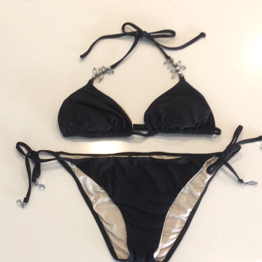 Beautiful Beaded Black Bikini!!